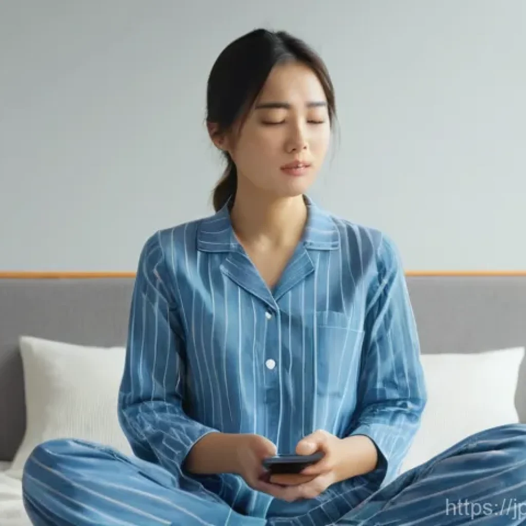 목 디스크 초기 증상 - **"Early Signs of Neck Discomfort and Digital Strain"**
    A realistic depiction of a young Japanes...